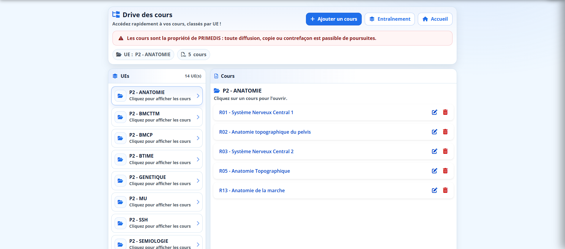Drive des cours – PRIMEDIS