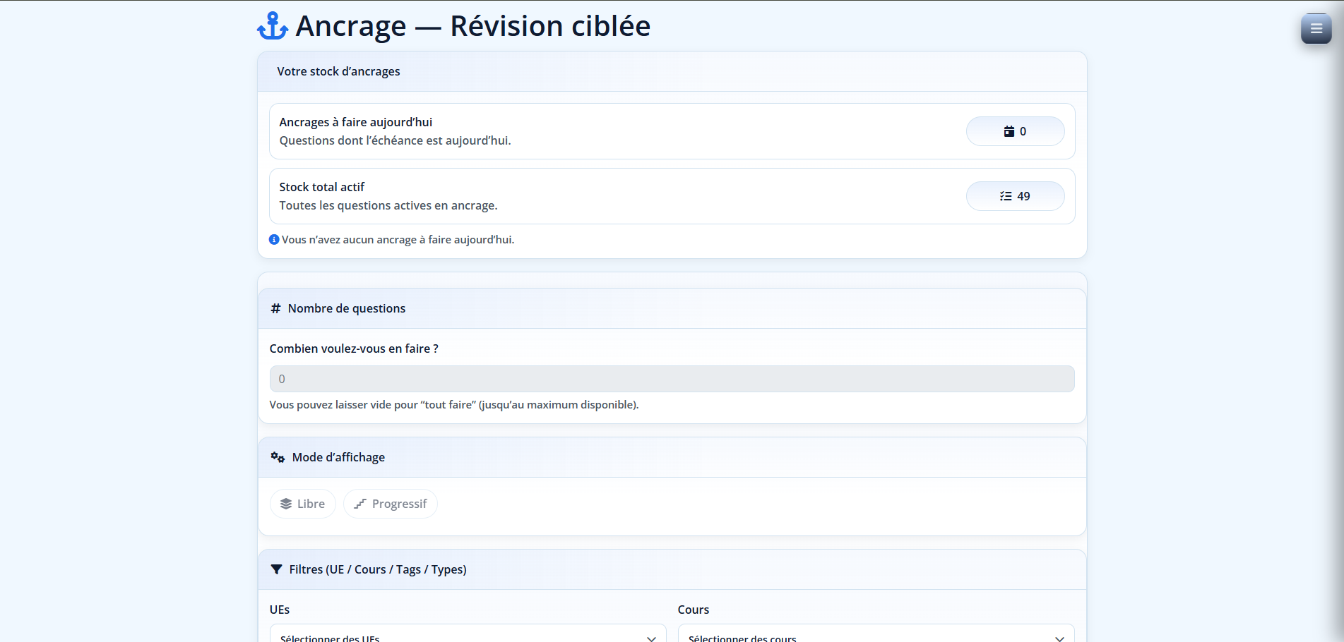 Mode Ancrage PRIMEDIS – Étudiant
