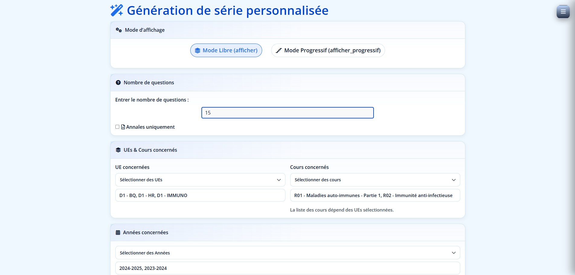 Générateur de série personnalisée PRIMEDIS