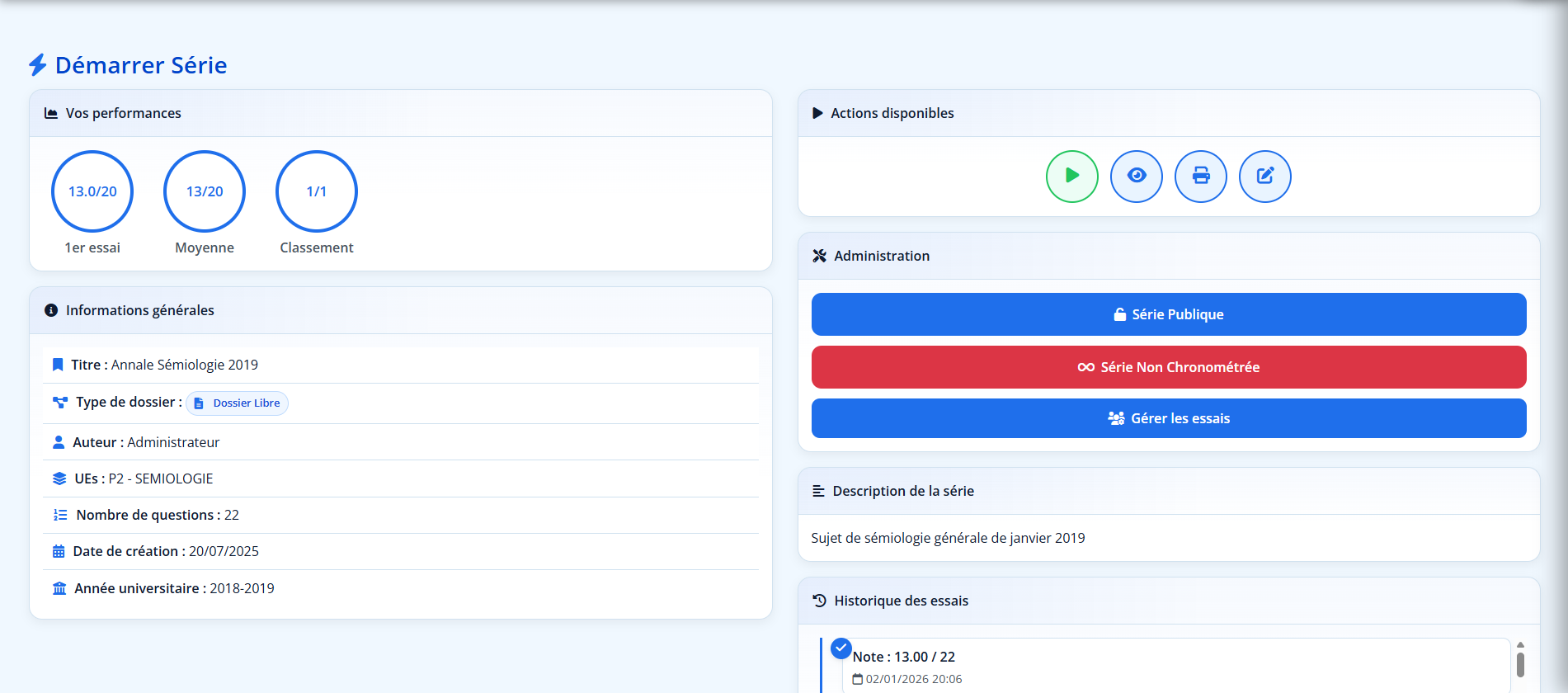 Page de démarrage d'une série – PRIMEDIS